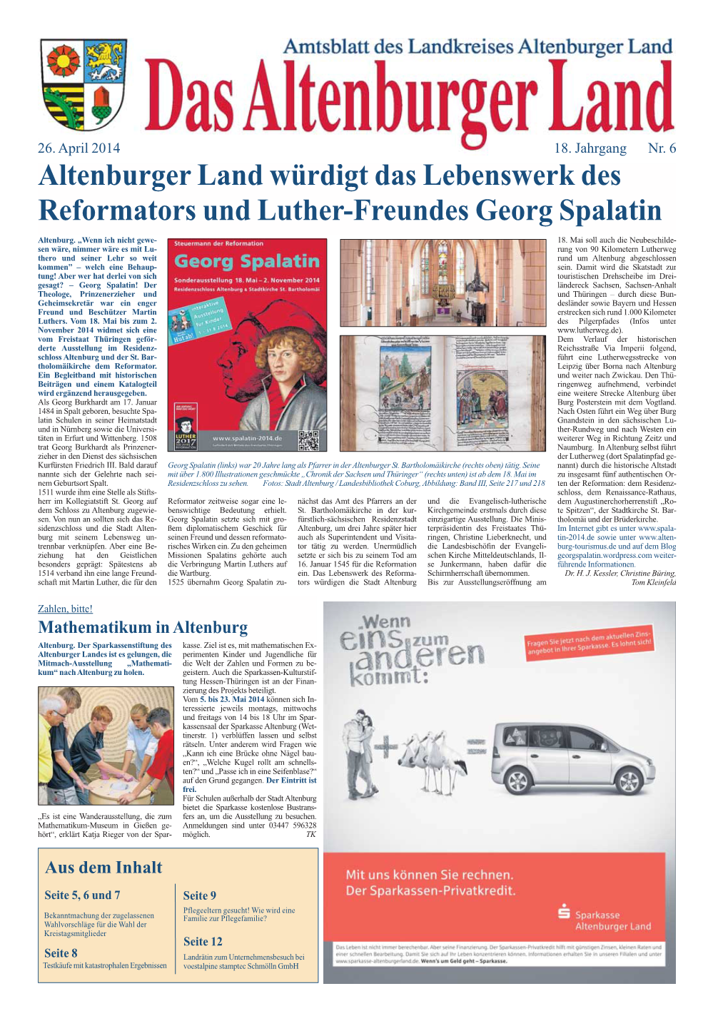 Altenburger Land Würdigt Das Lebenswerk Des Reformators Und Luther-Freundes Georg Spalatin