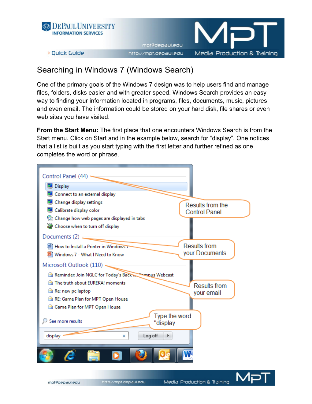 Searching in Windows 7 (Windows Search)