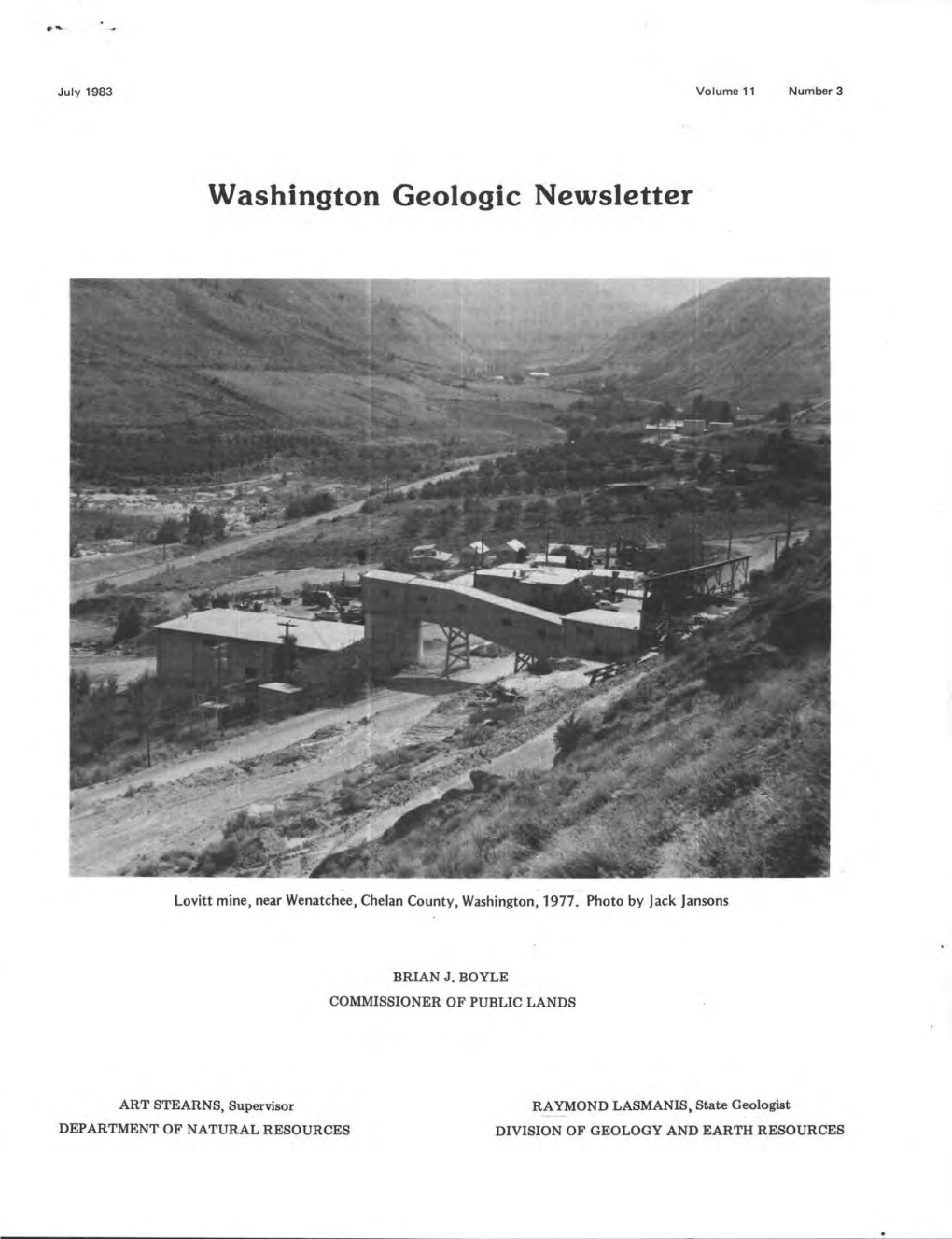 Washington Geology Released Since [Project Chief: W