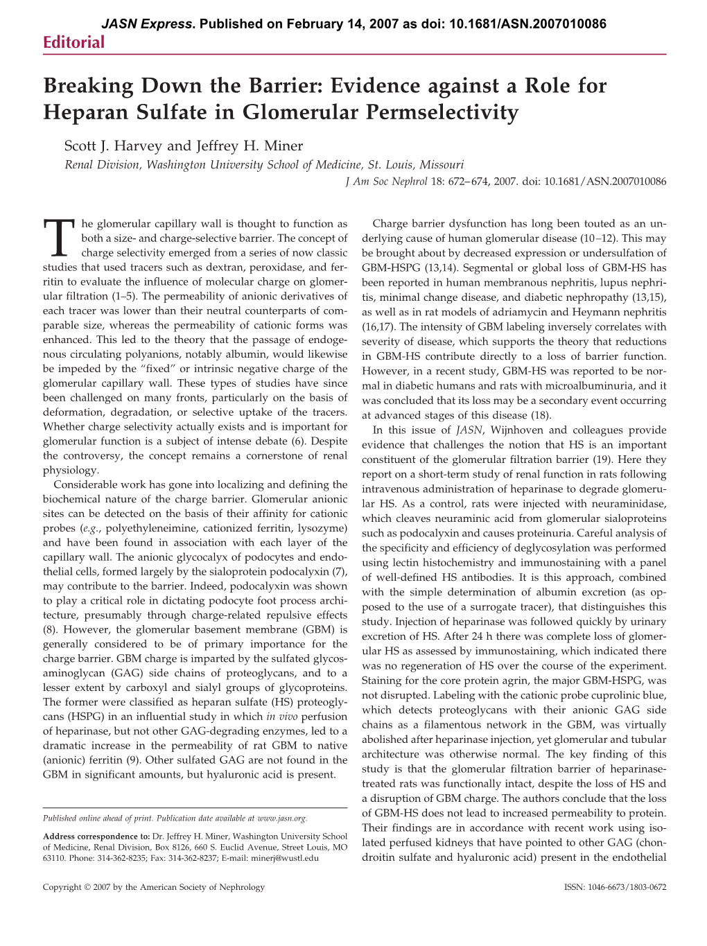 Evidence Against a Role for Heparan Sulfate in Glomerular Permselectivity