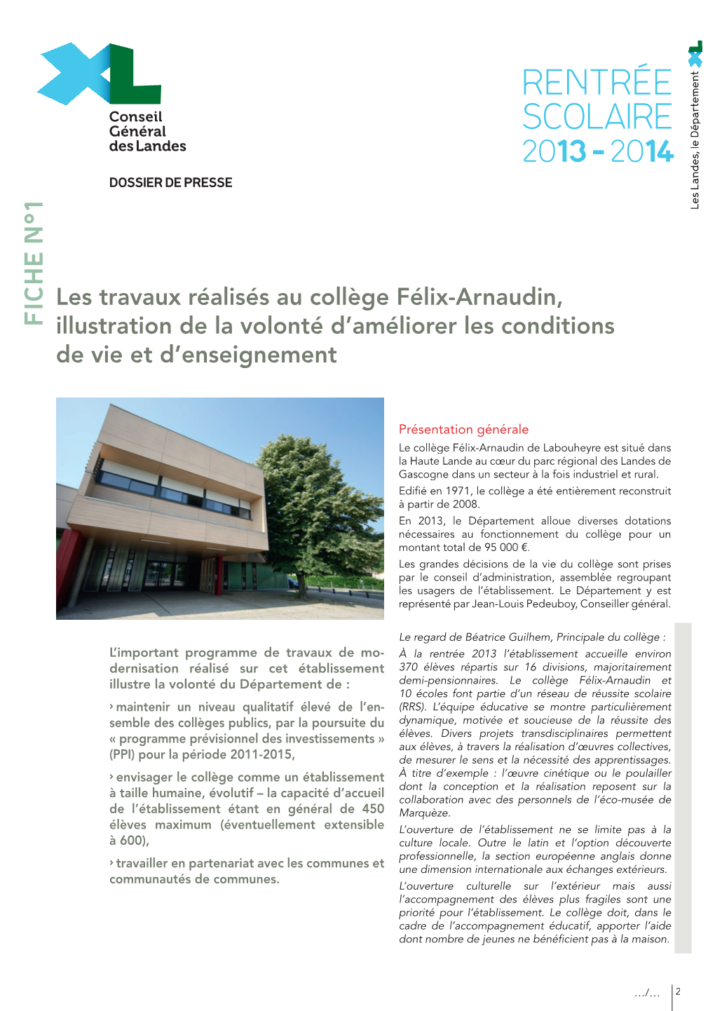 Dossier De Presse Rentrée Scolaire 2013