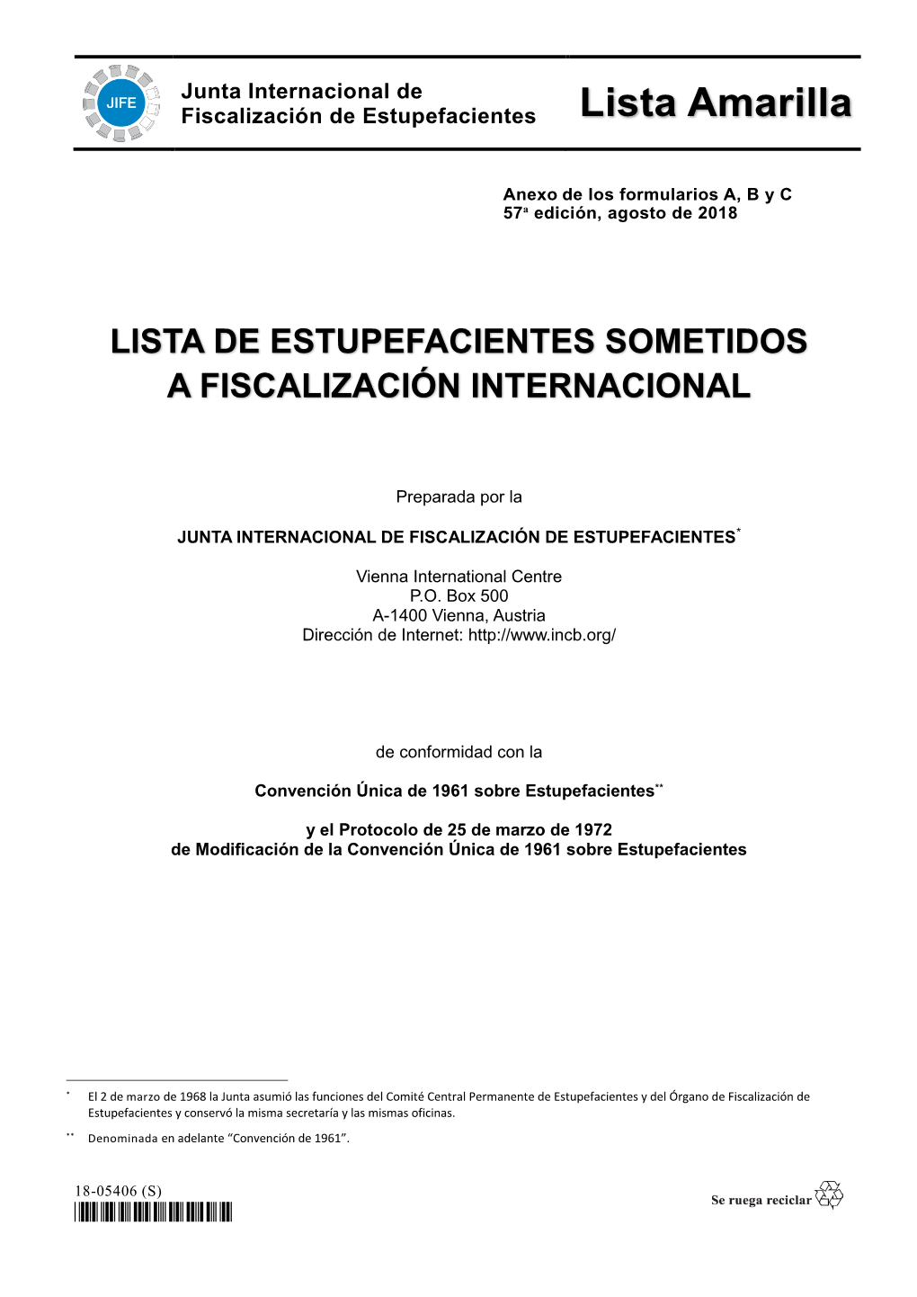 Junta Internacional De Fiscalización De Estupefacientes