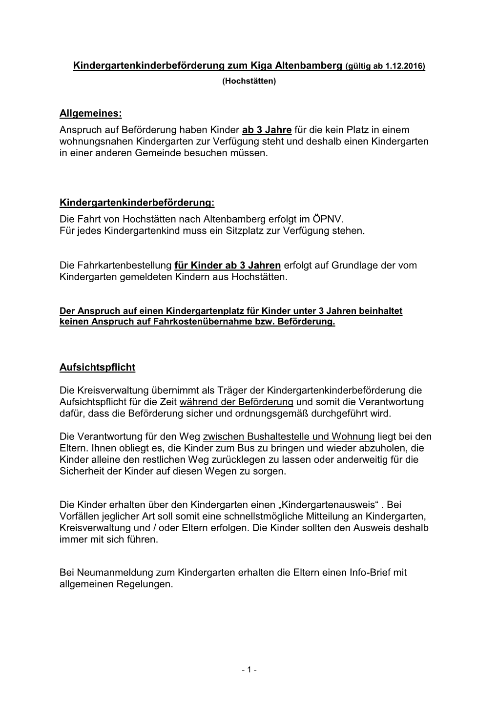 Info-Brief Für Eltern Und Kindergärten