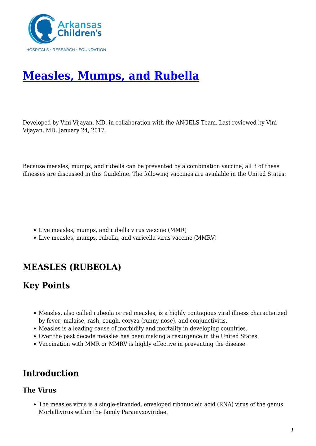 Measles, Mumps, and Rubella