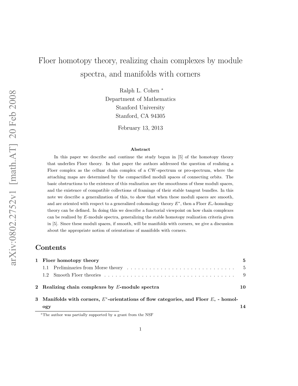 Floer Homotopy Theory, Realizing Chain Complexes by Module Spectra, And