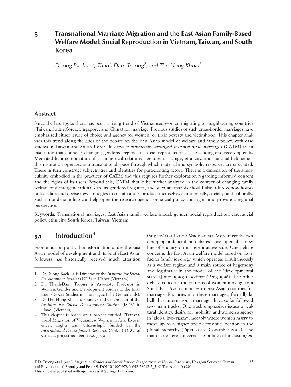 5 Transnational Marriage Migration and the East Asian Family-Based Welfare Model: Social Reproduction in Vietnam, Taiwan, and South Korea