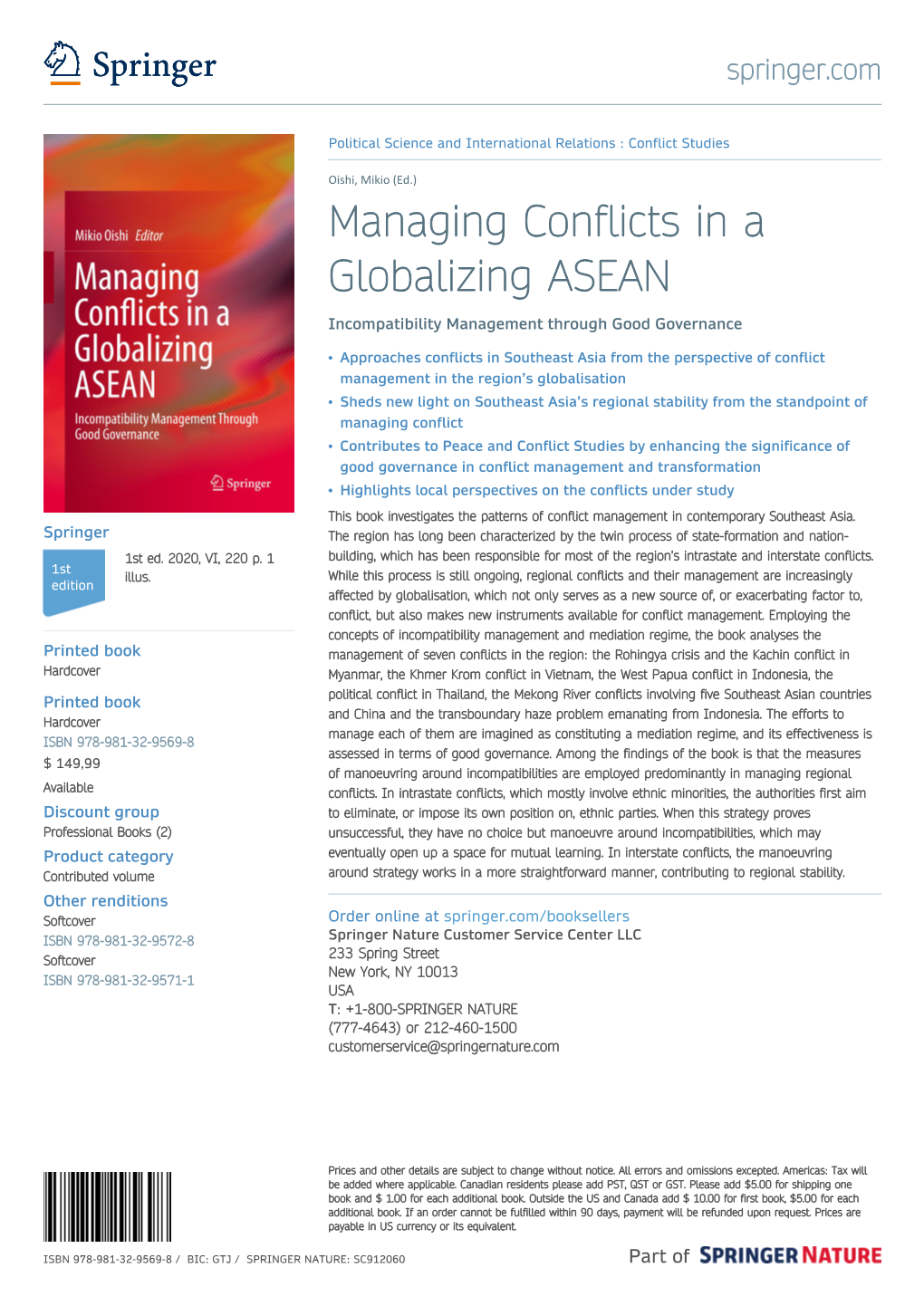 Managing Conflicts in a Globalizing ASEAN Incompatibility Management Through Good Governance