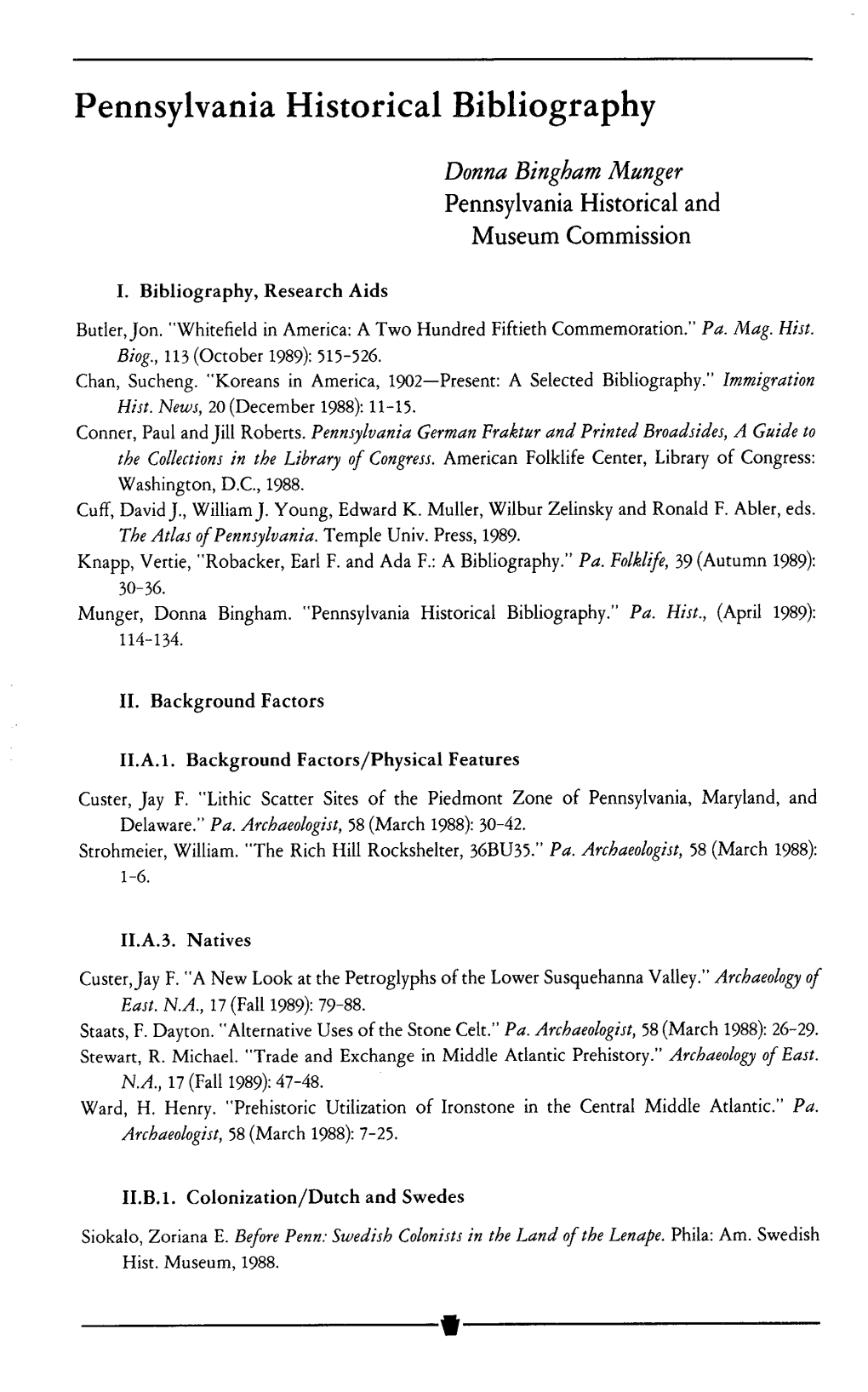 Pennsylvania Historical Bibliography