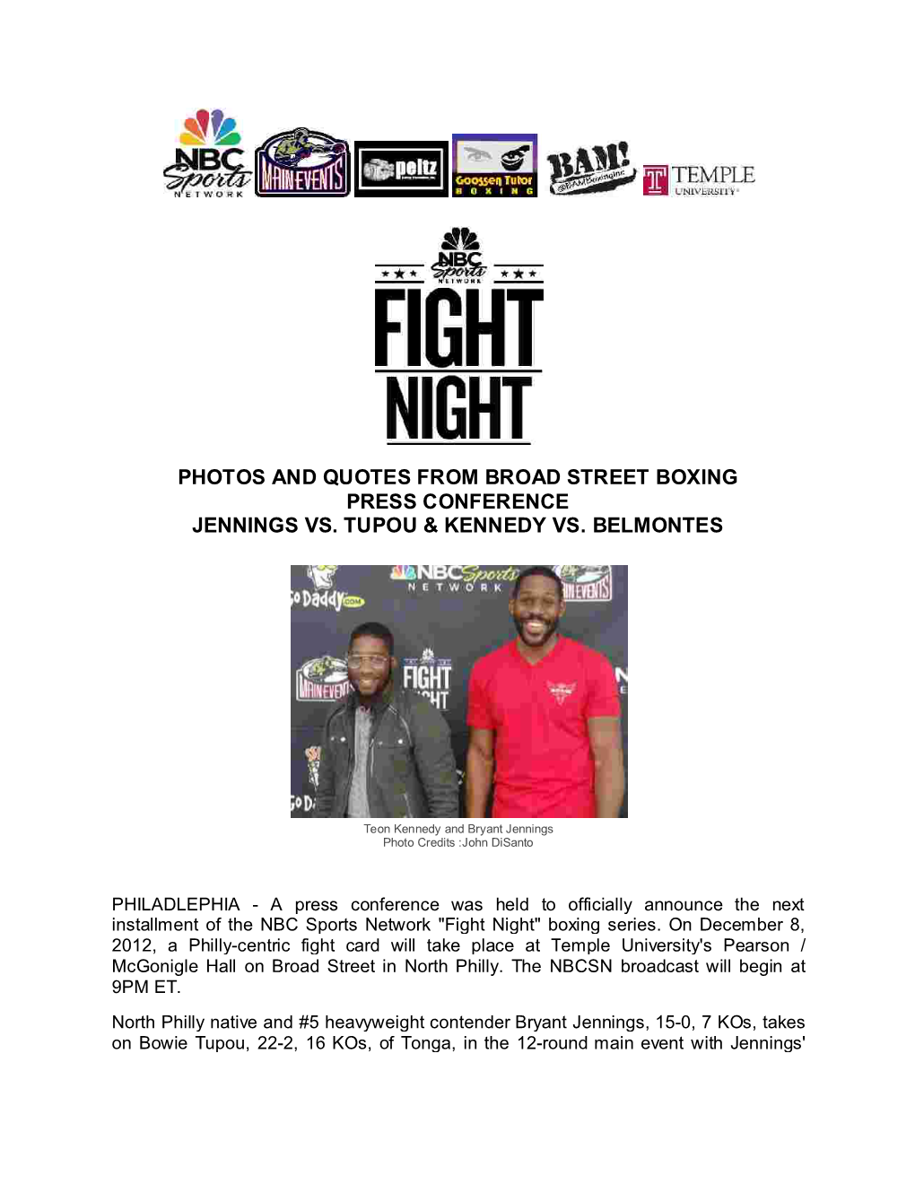 Photos and Quotes from Broad Street Boxing Press Conference Jennings Vs