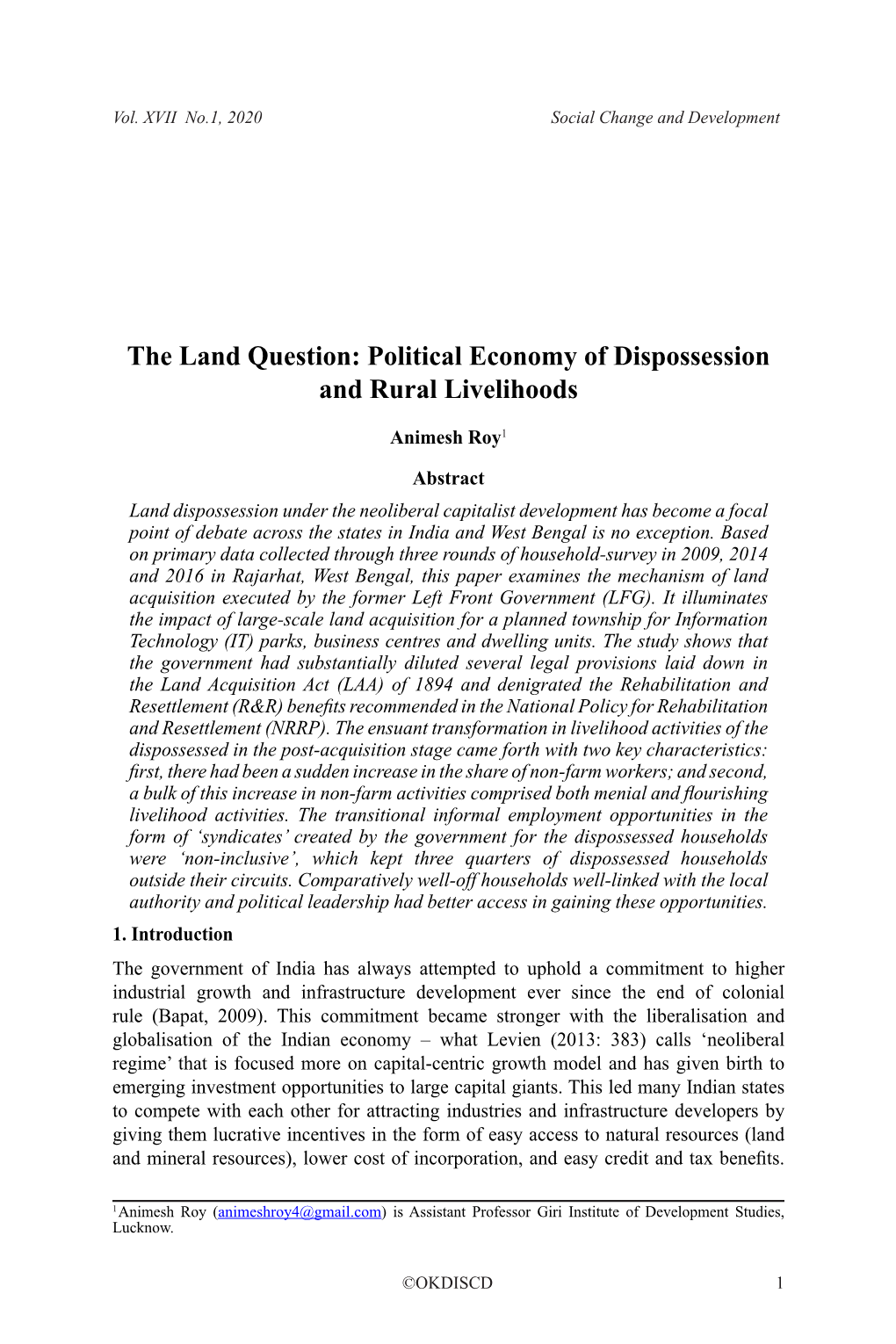 Political Economy of Dispossession and Rural Livelihoods