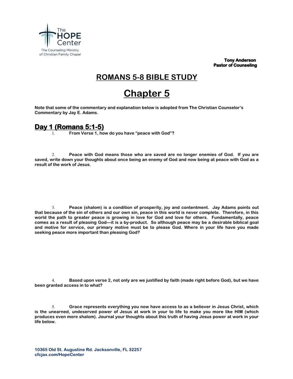 ROMANS 5-8 BIBLE STUDY Chapter 5