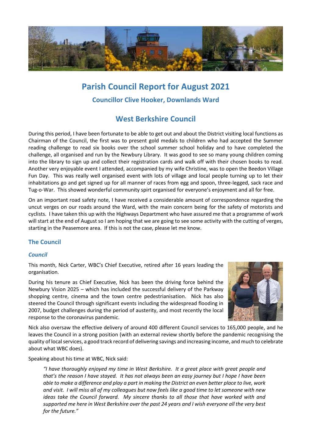 Parish Council Report for June 2021