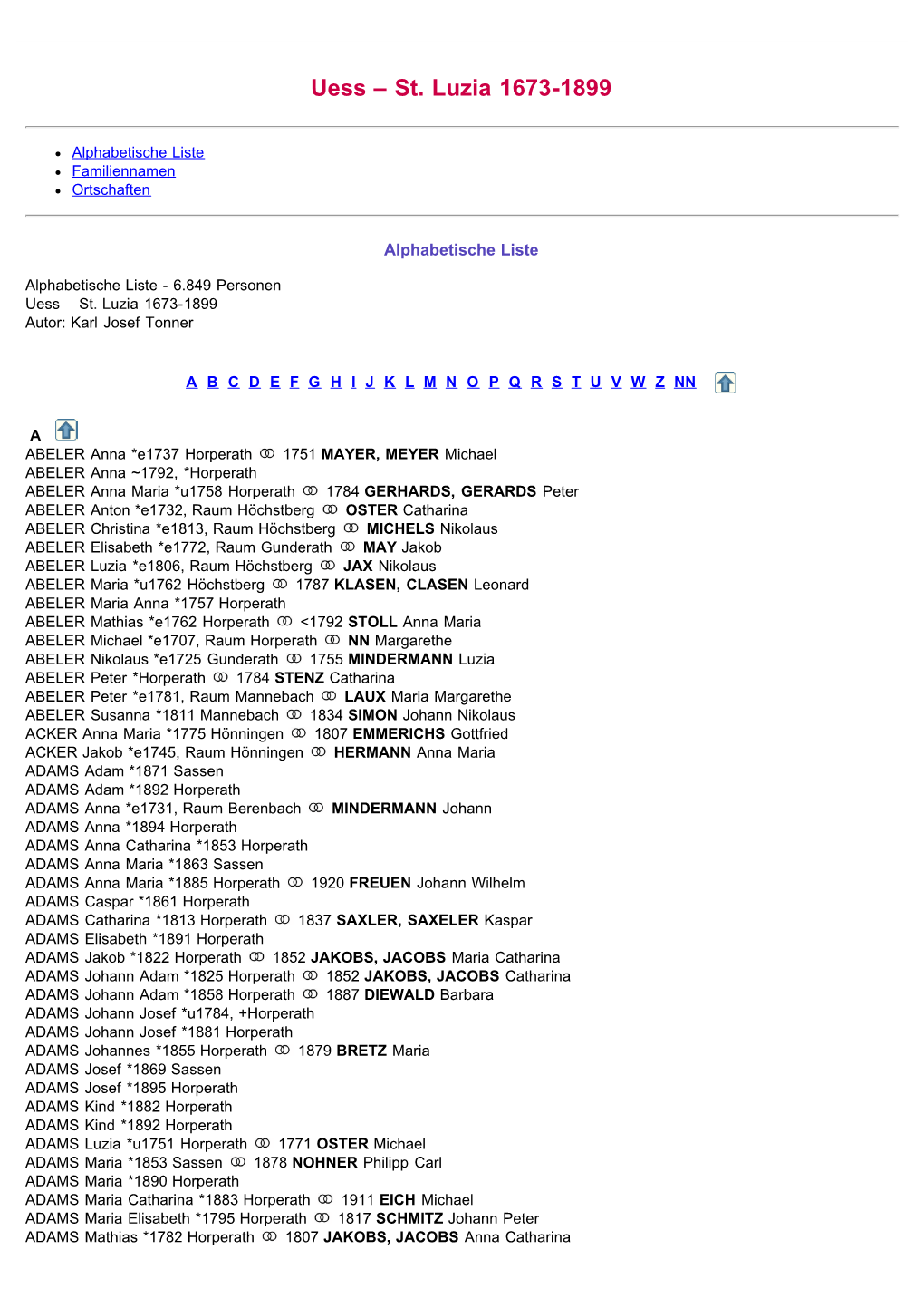 ABC-Listen Zu Familienbuch Rk. Uess