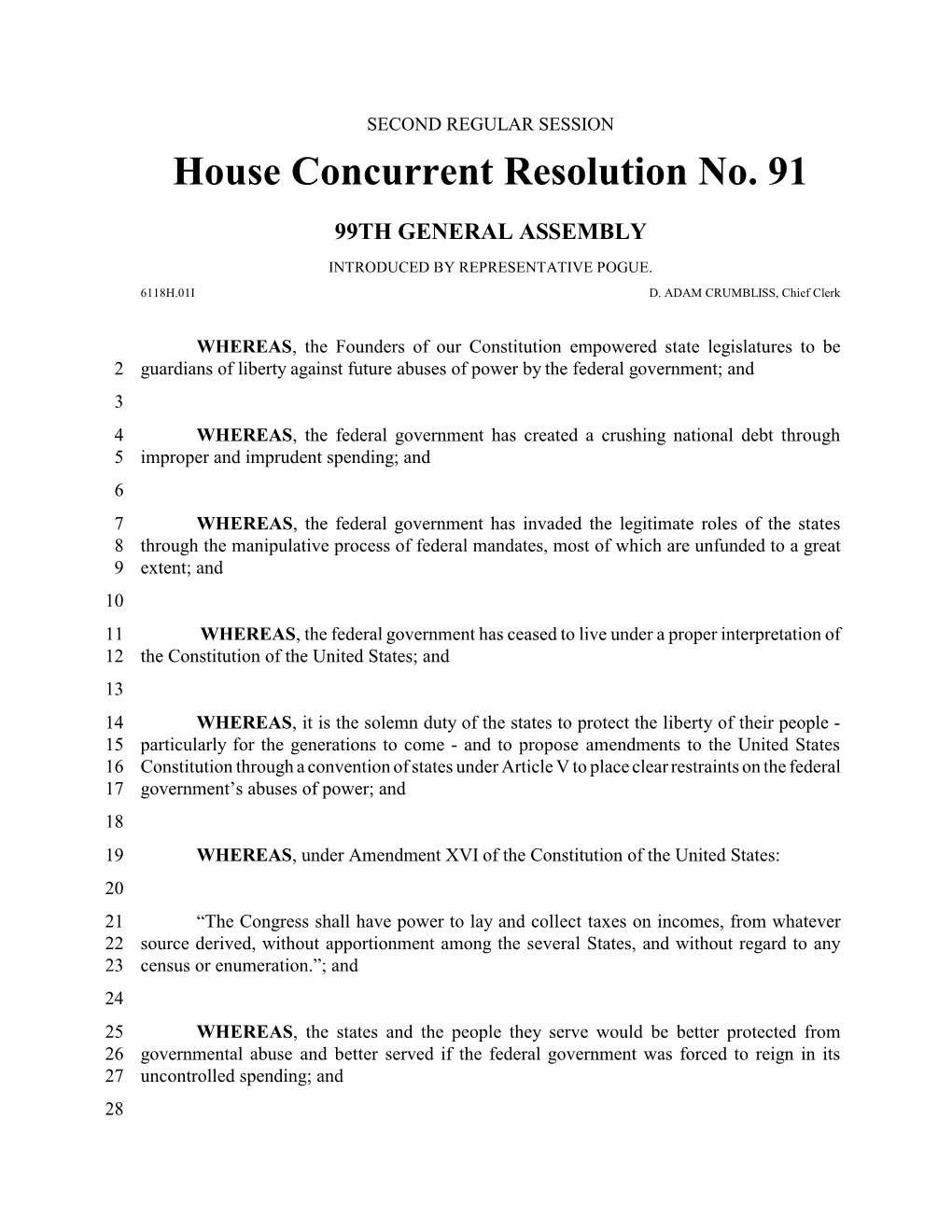 House Concurrent Resolution No. 91