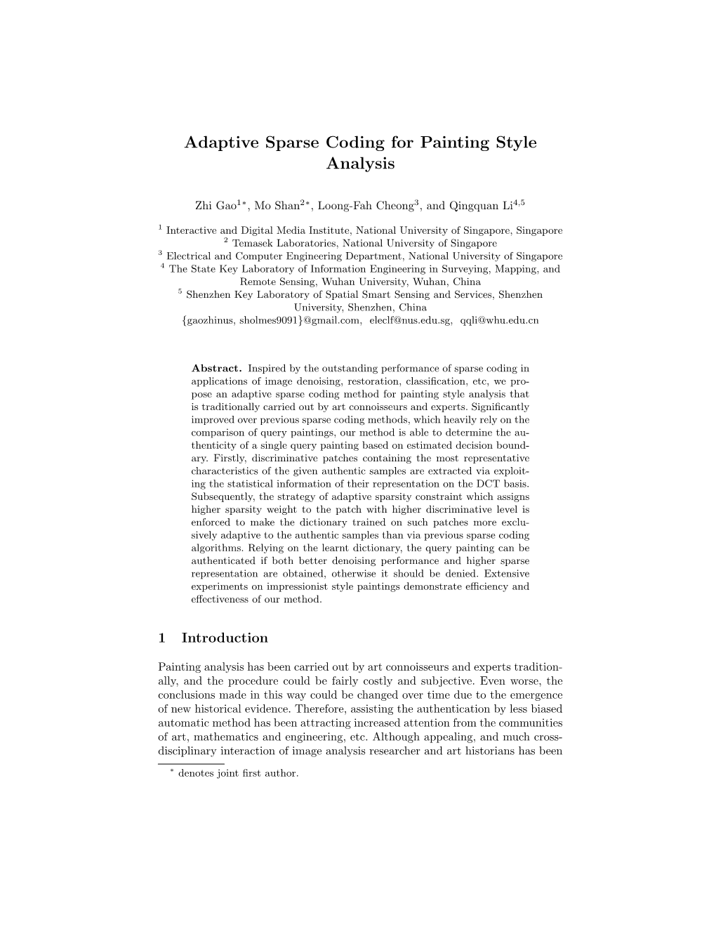 Adaptive Sparse Coding for Painting Style Analysis
