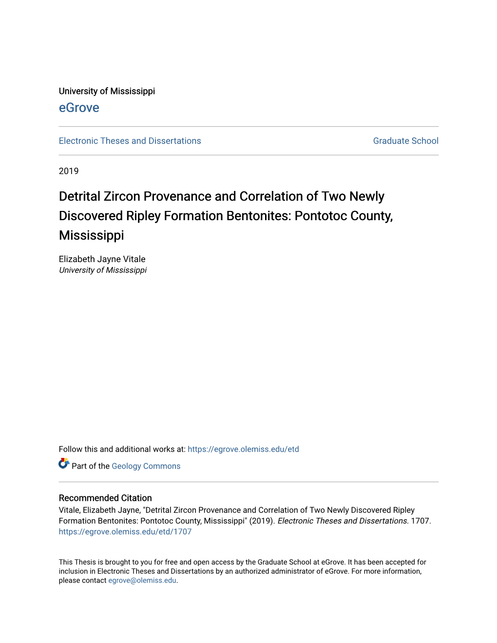 Detrital Zircon Provenance and Correlation of Two Newly Discovered Ripley Formation Bentonites: Pontotoc County, Mississippi