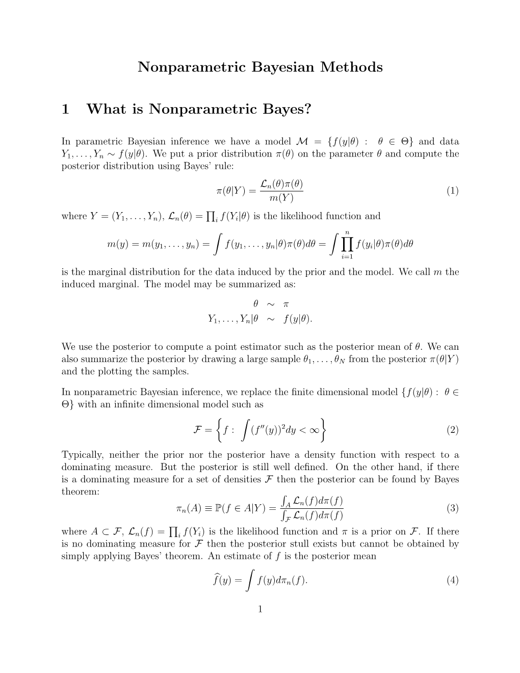 Nonparametric Bayesian Inference