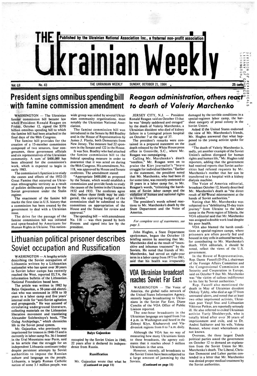 The Ukrainian Weekly 1984