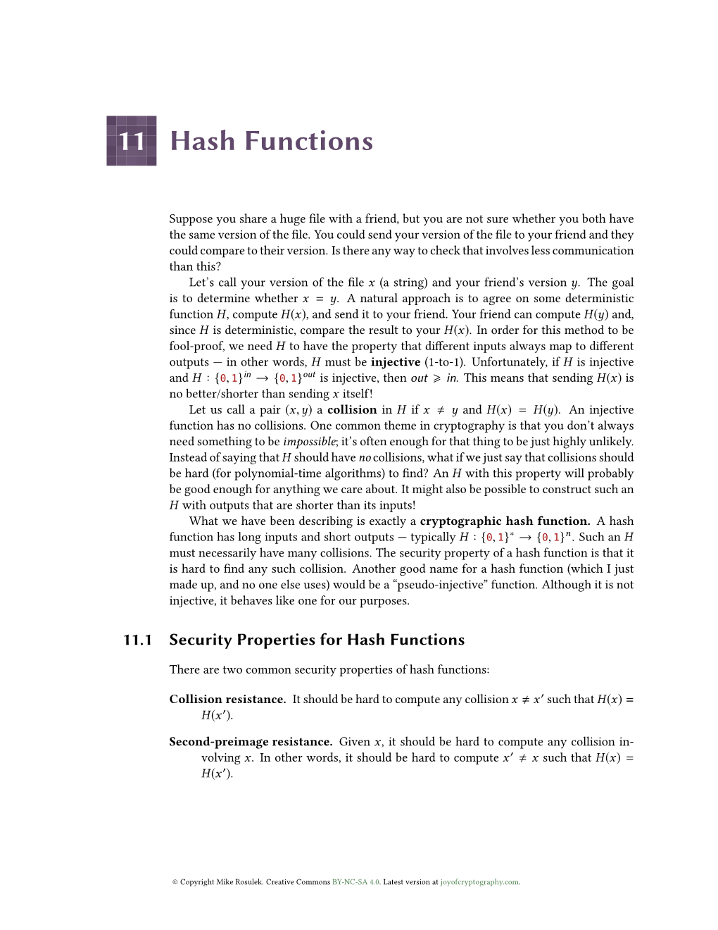 Hash Functions