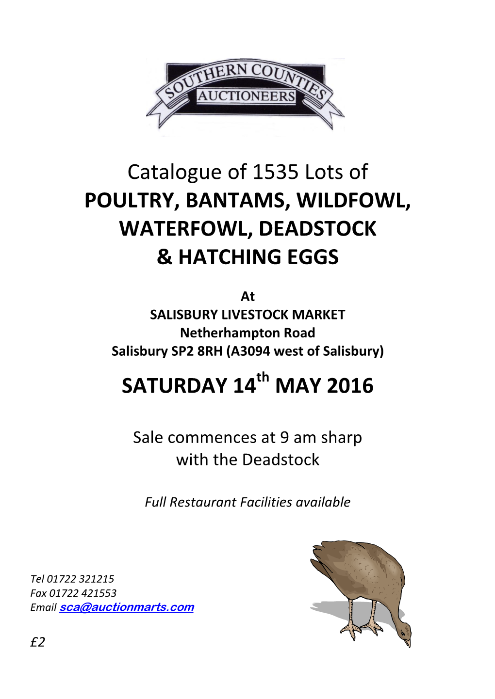 Catalogue of 1535 Lots of POULTRY, BANTAMS, WILDFOWL, WATERFOWL, DEADSTOCK & HATCHING EGGS