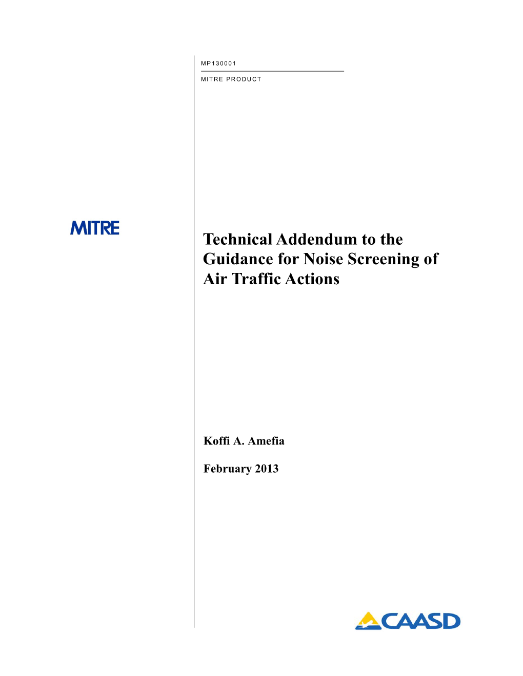 Technical Addendum to the Guidance for Noise Screening of Air Traffic Actions