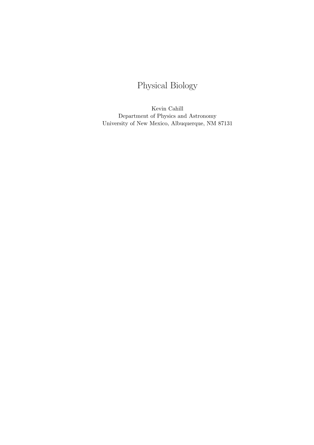 Physical Biology