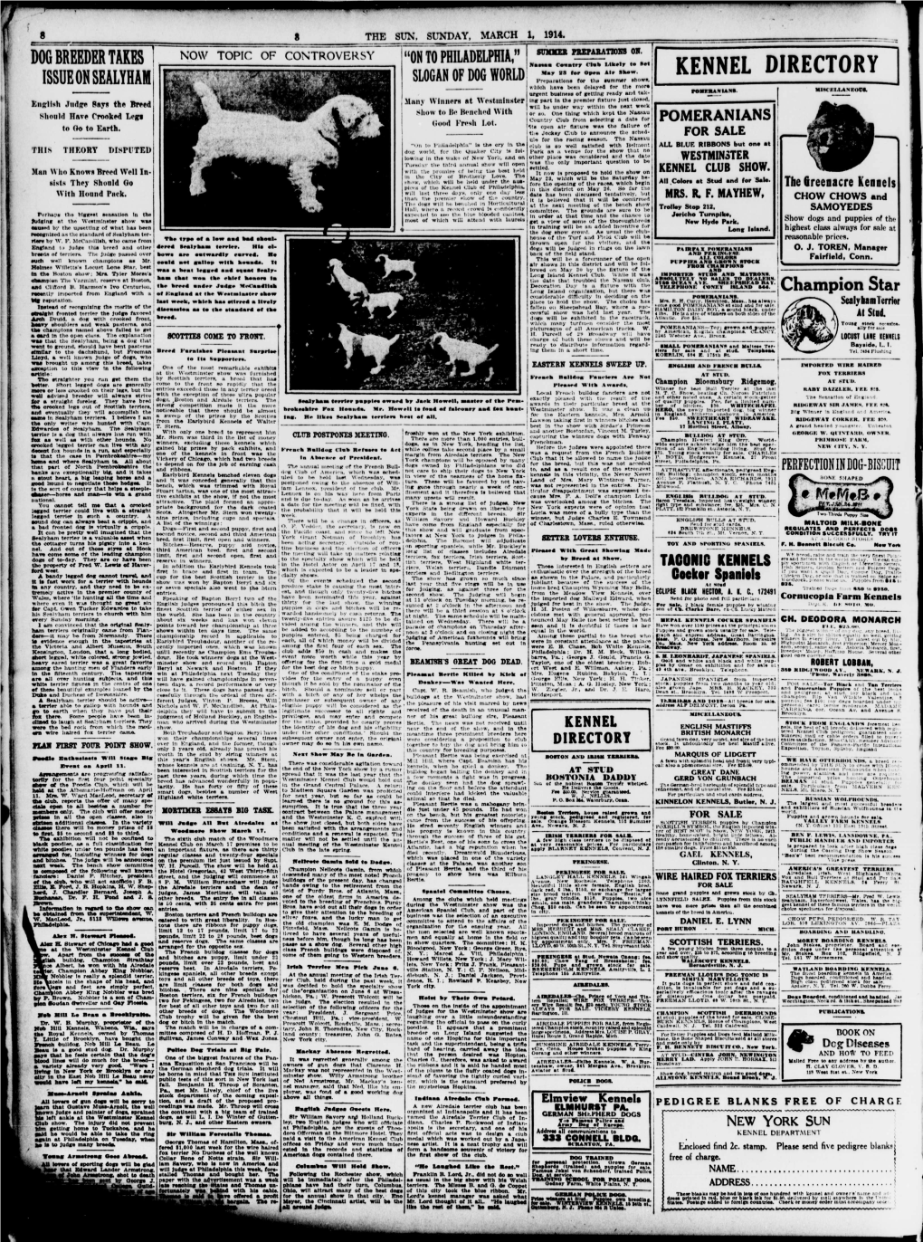 Champion Star Roeontly Imported from Knplund with U Una-Lan- but Ol at the Westminster Show Considerable Difficulty in Deciding on the POMKRANIAN