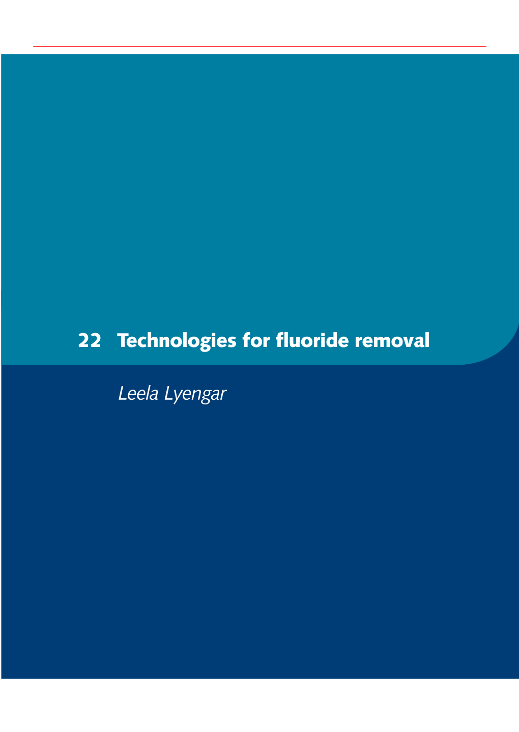 Technologies for Fluoride Removal