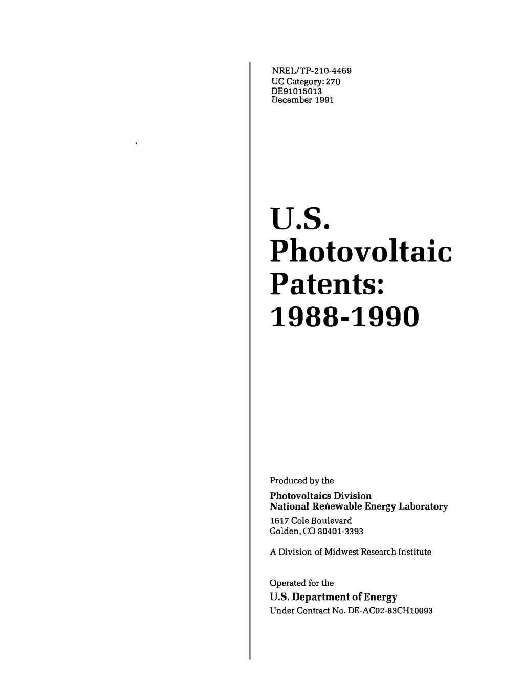 US Photvoltaic Patents