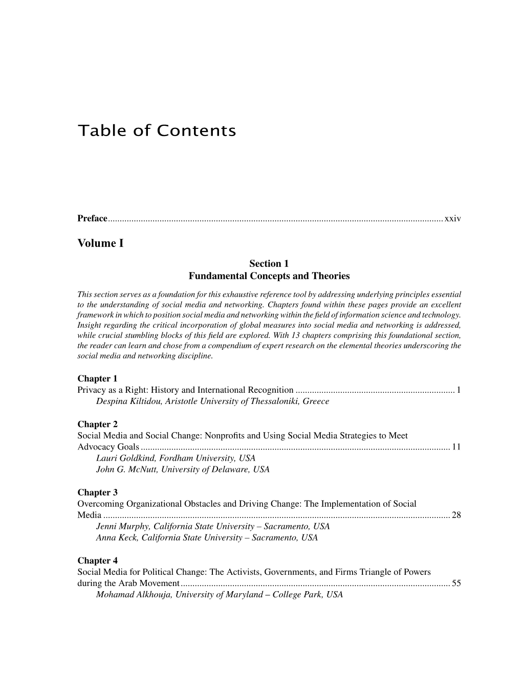 Table of Contents