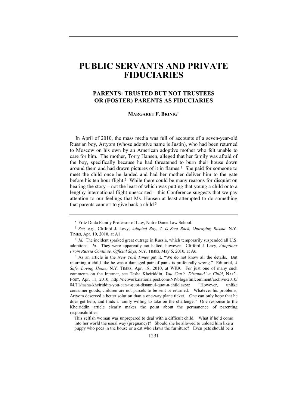 Public Servants and Private Fiduciaries