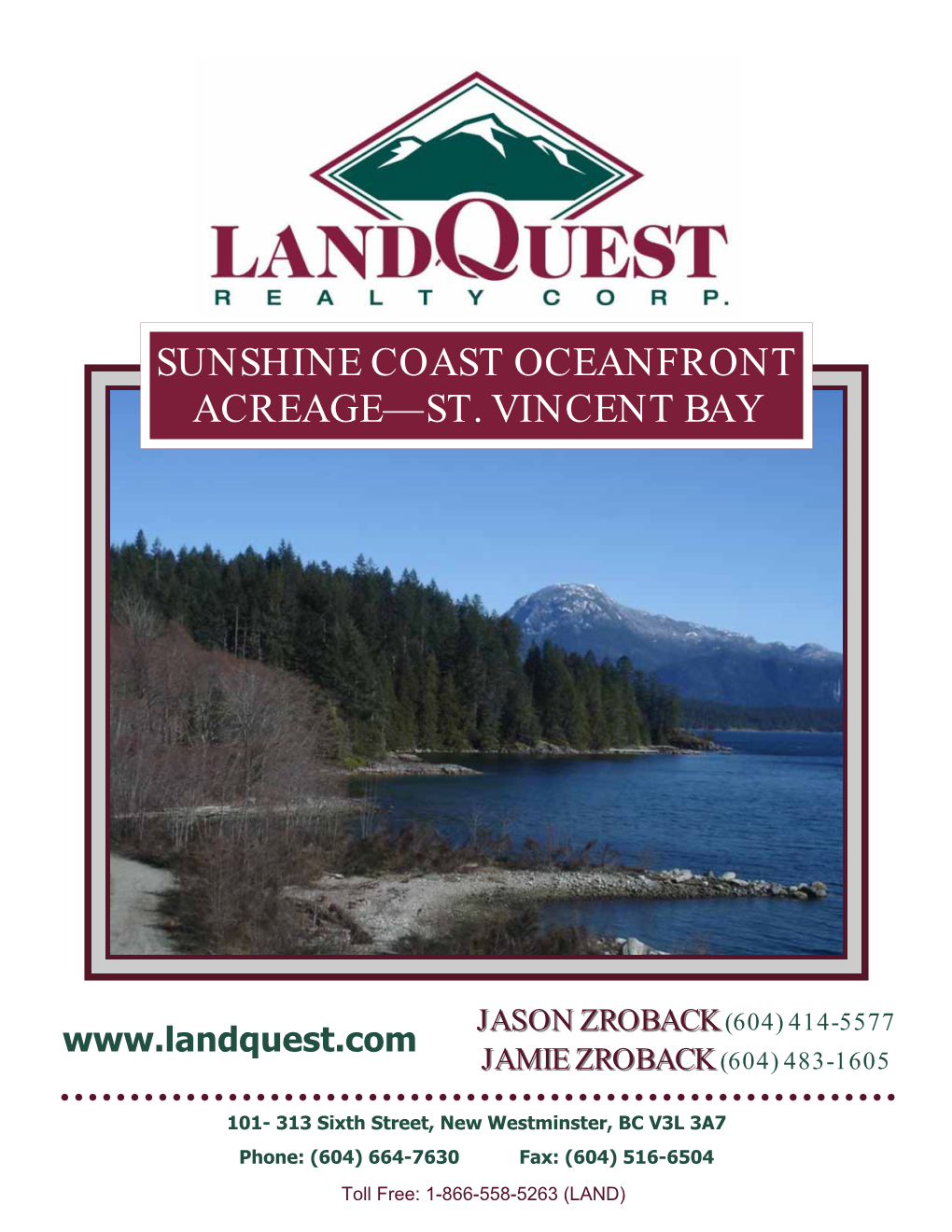 Sunshine Coast Oceanfront Acreage—St. Vincent Bay