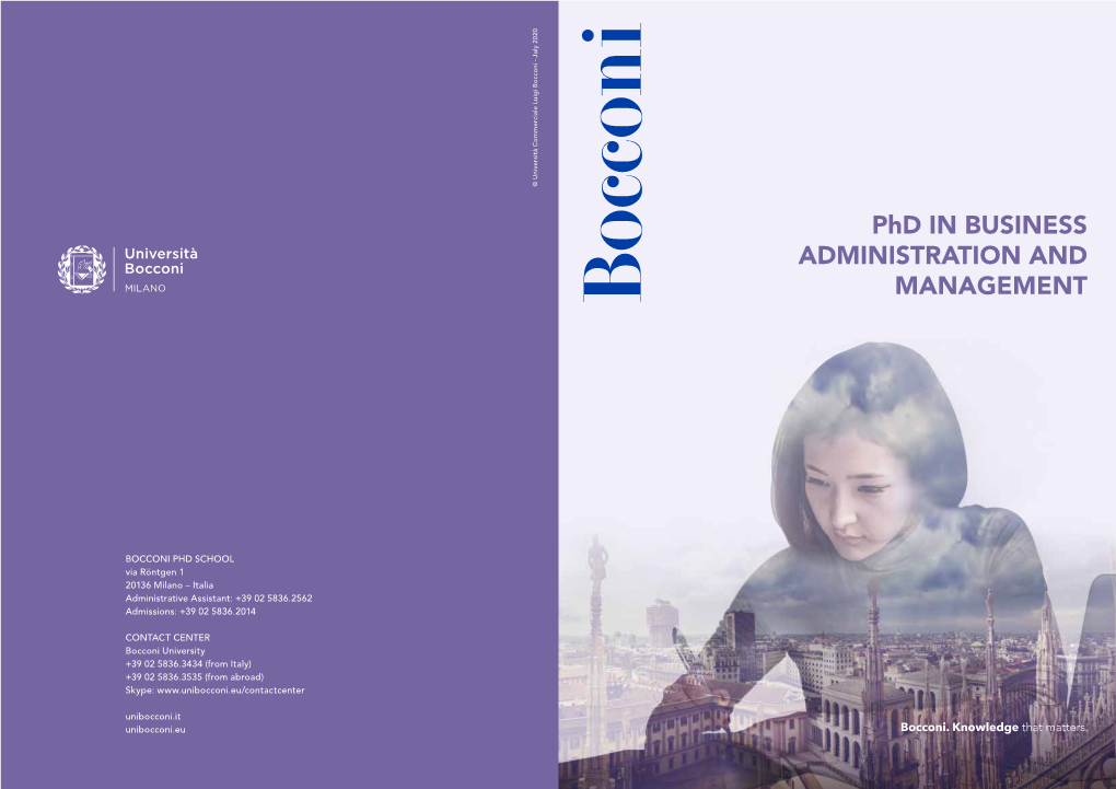 Phd in BUSINESS ADMINISTRATION and MANAGEMENT
