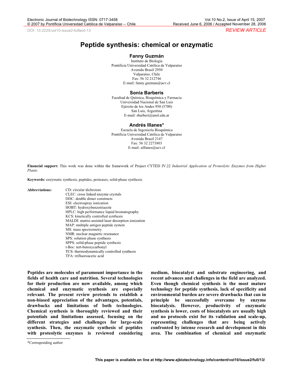 Peptide Synthesis: Chemical Or Enzymatic