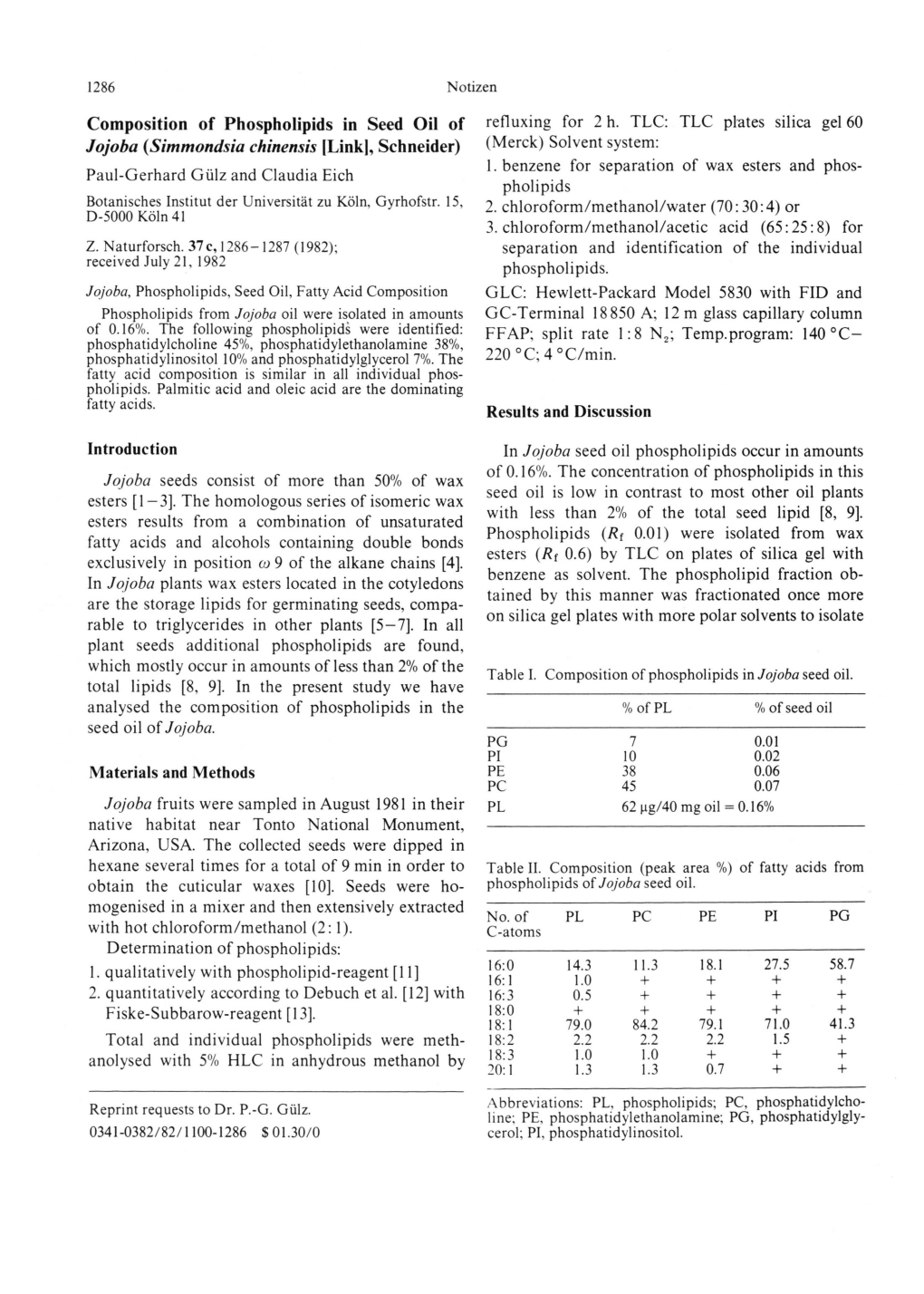 Jojoba (Simmondsia Chinensis [Link], Schneider) (Merck) Solvent System: 1