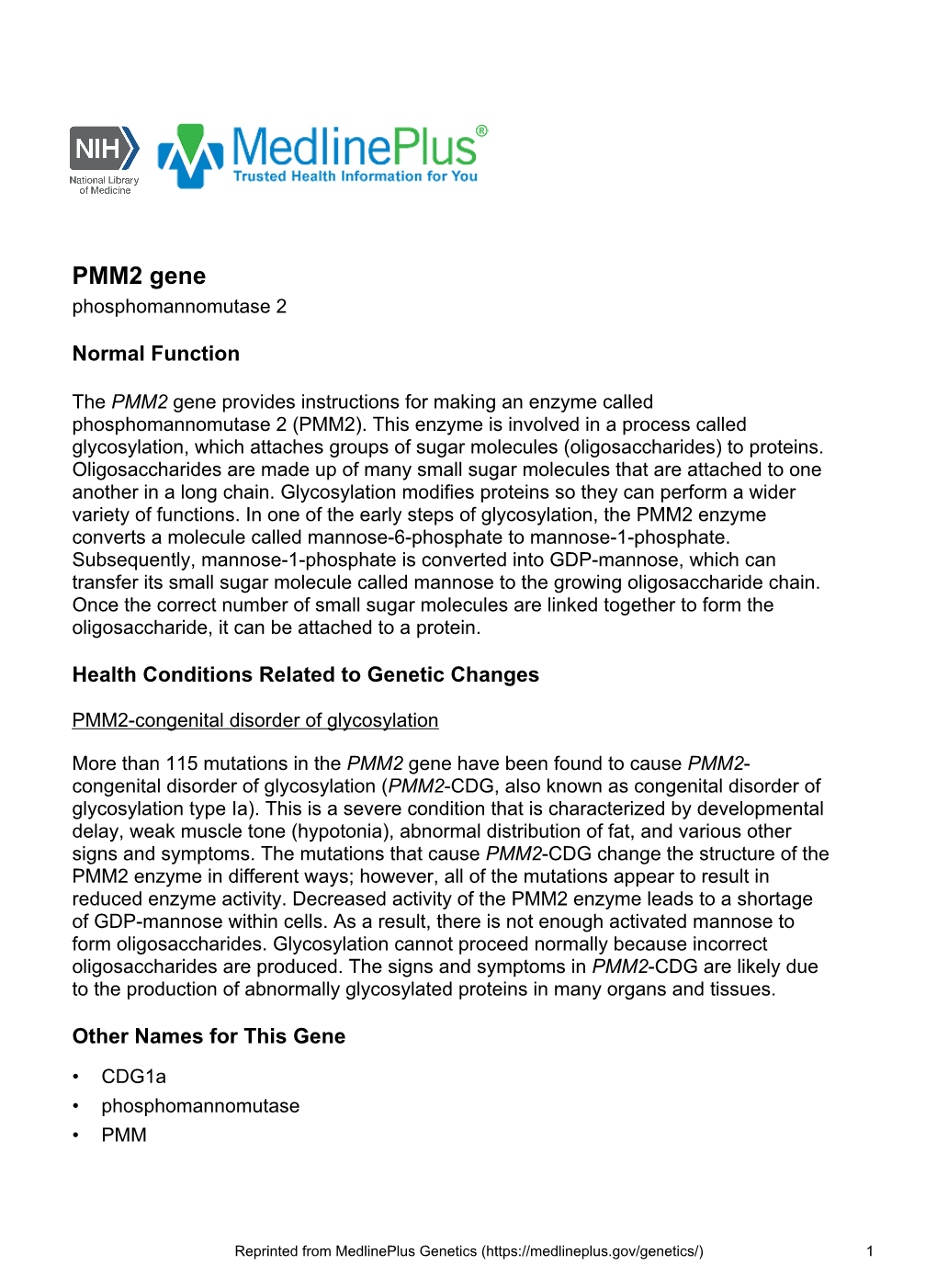 PMM2 Gene Phosphomannomutase 2