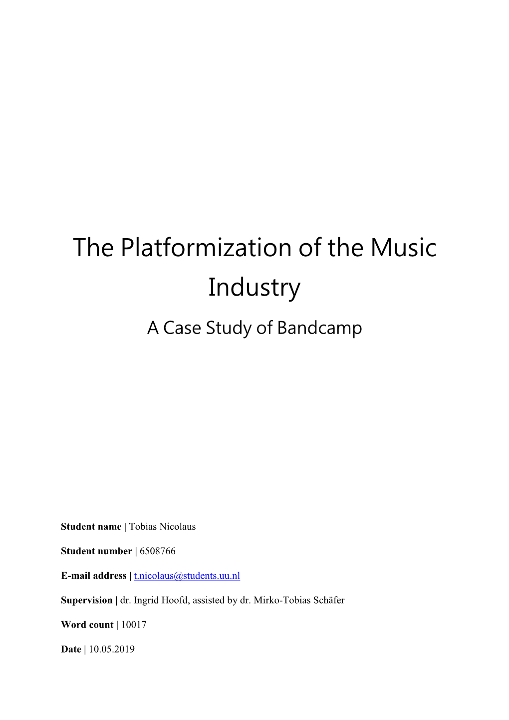 The Platformization of the Music Industry