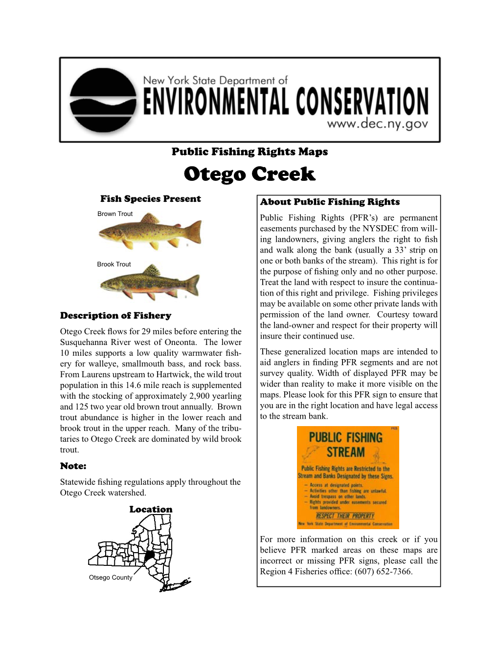 Public Fishing Rights Maps: Otego Creek