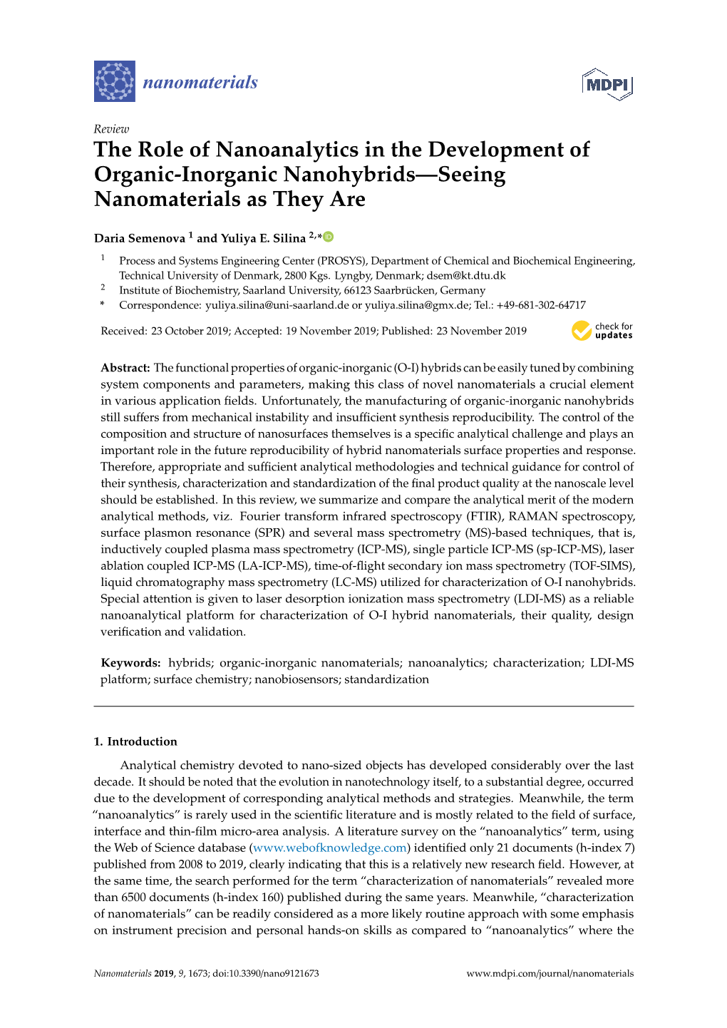 The Role of Nanoanalytics in the Development of Organic-Inorganic Nanohybrids—Seeing Nanomaterials As They Are