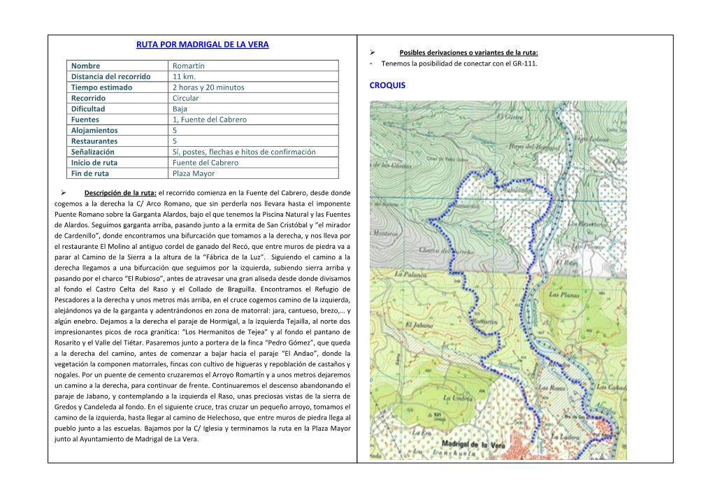 Croquis Ruta Por Madrigal De La Vera