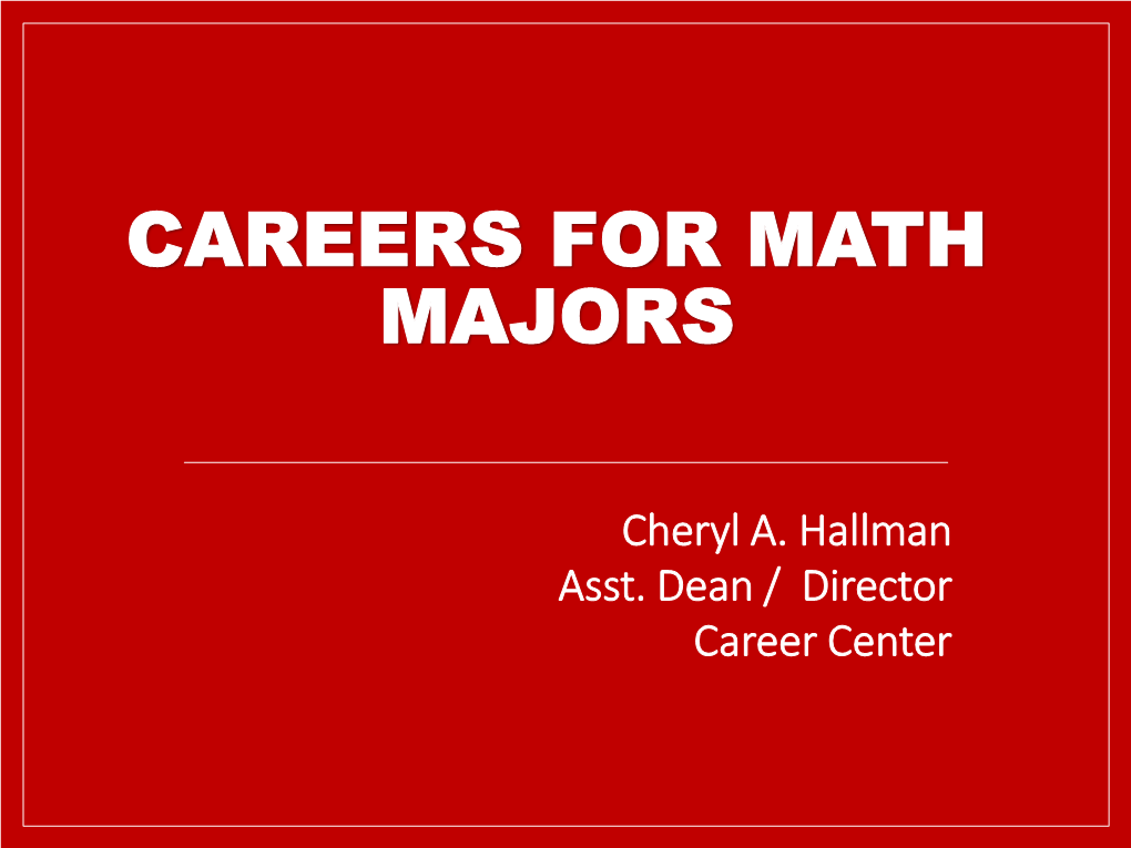 Careers for Math Majors