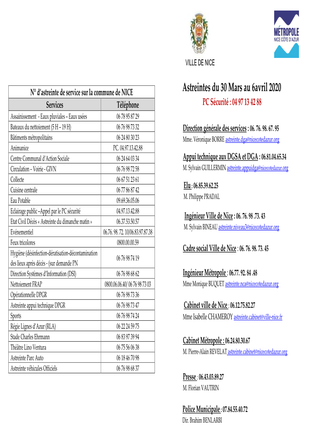 14 Récap Des Astreintes Du 30 Mars Au 6 Avril 20 Format Poche Récupéré