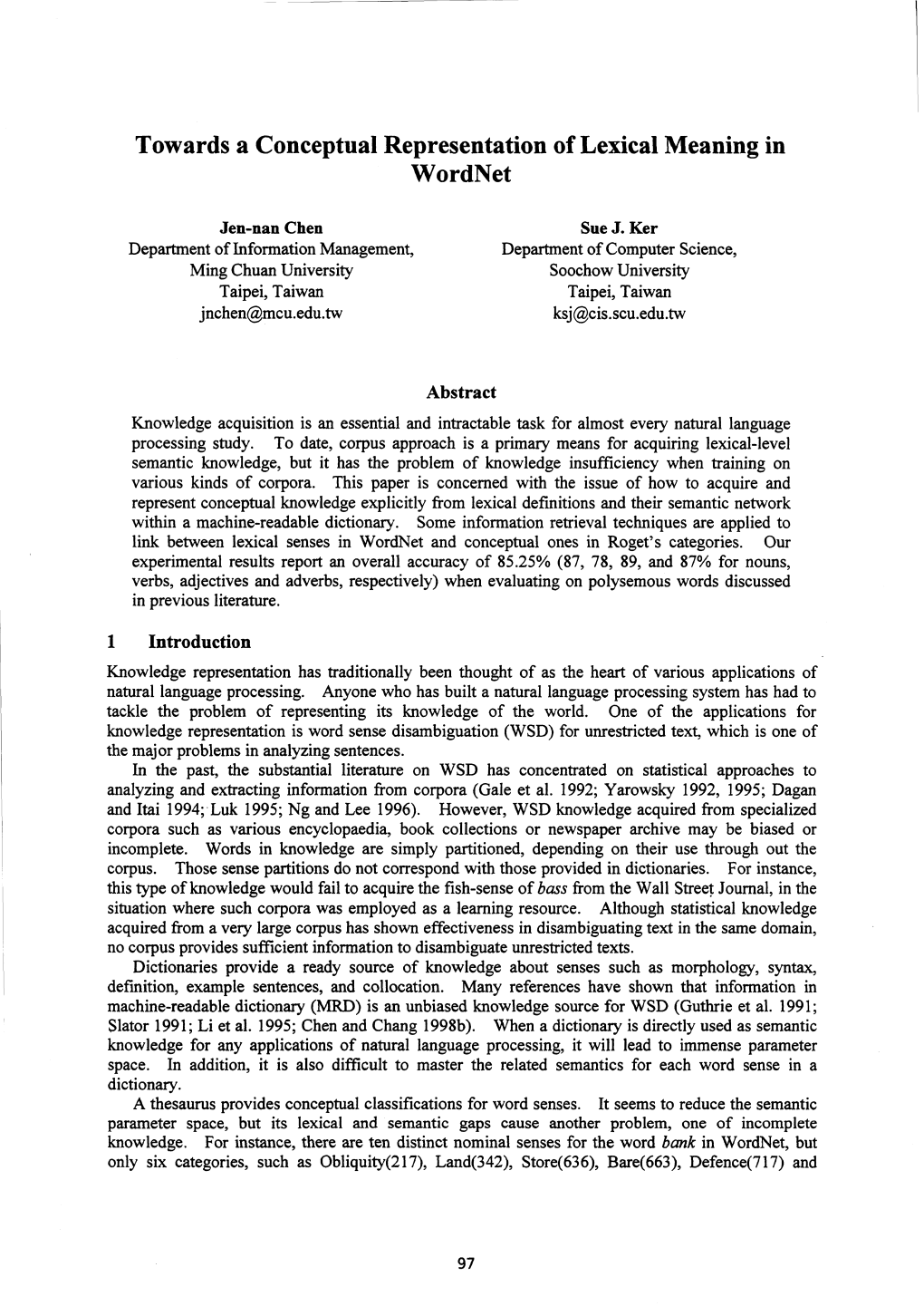 Towards a Conceptual Representation of Lexical Meaning in Wordnet