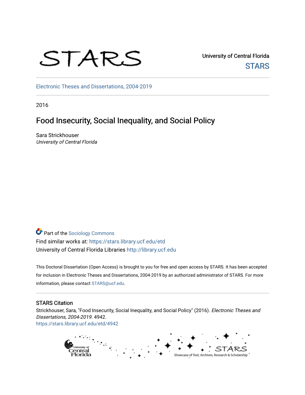 Food Insecurity, Social Inequality, and Social Policy