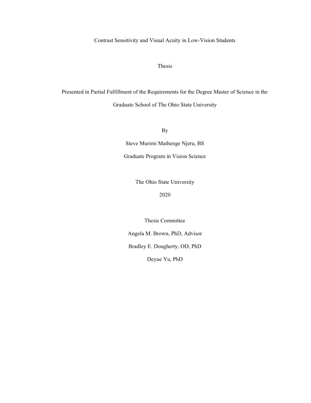 Contrast Sensitivity and Visual Acuity in Low-Vision Students Thesis