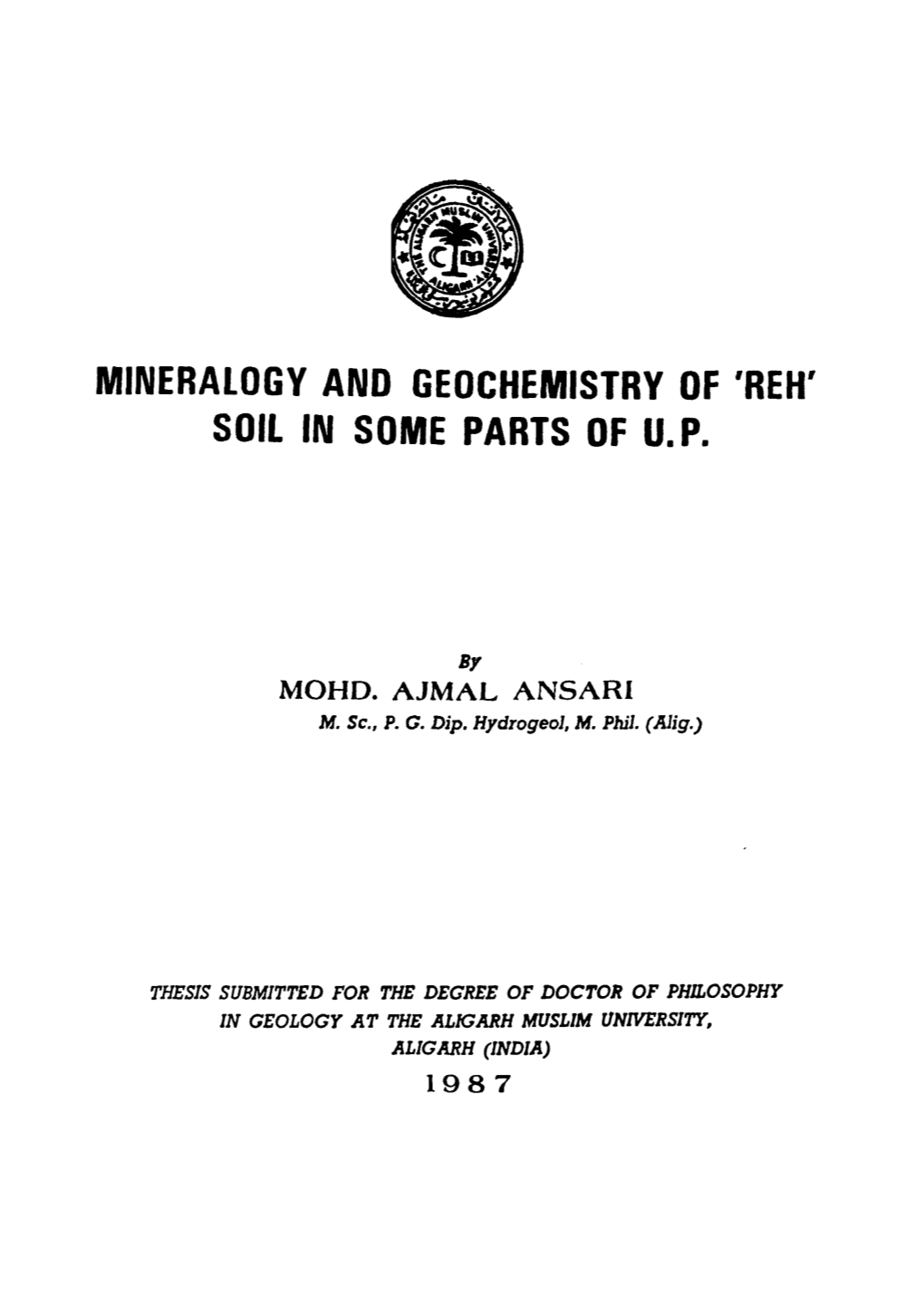 Reh' Soil in Some Parts of U.P