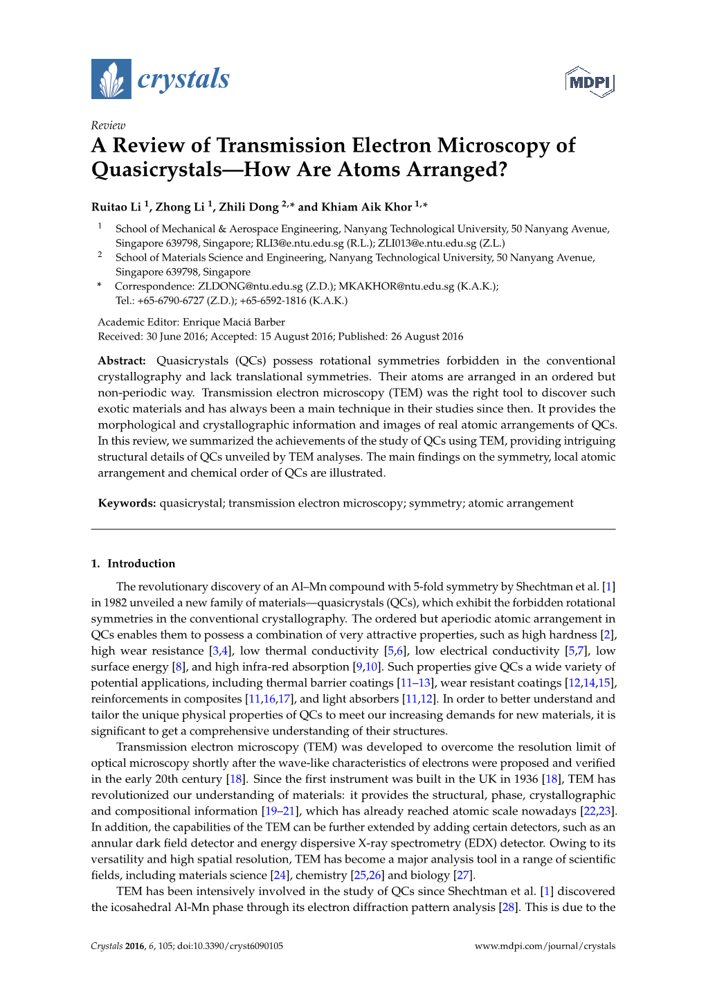 A Review of Transmission Electron Microscopy of Quasicrystals—How Are Atoms Arranged?