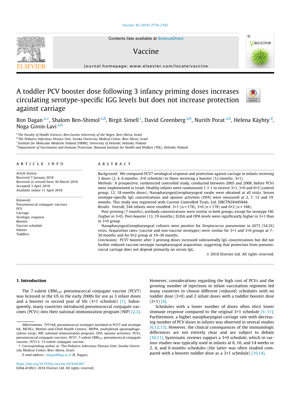 A Toddler PCV Booster Dose Following 3 Infancy Priming Doses Increases