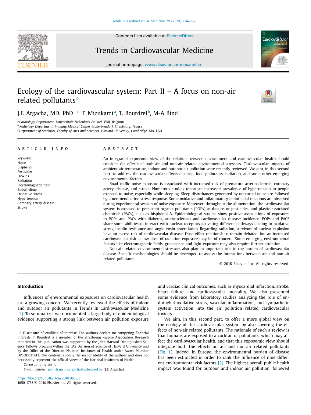 Ecology of the Cardiovascular System: Part II –A Focus on Non-Air R Related Pollutants