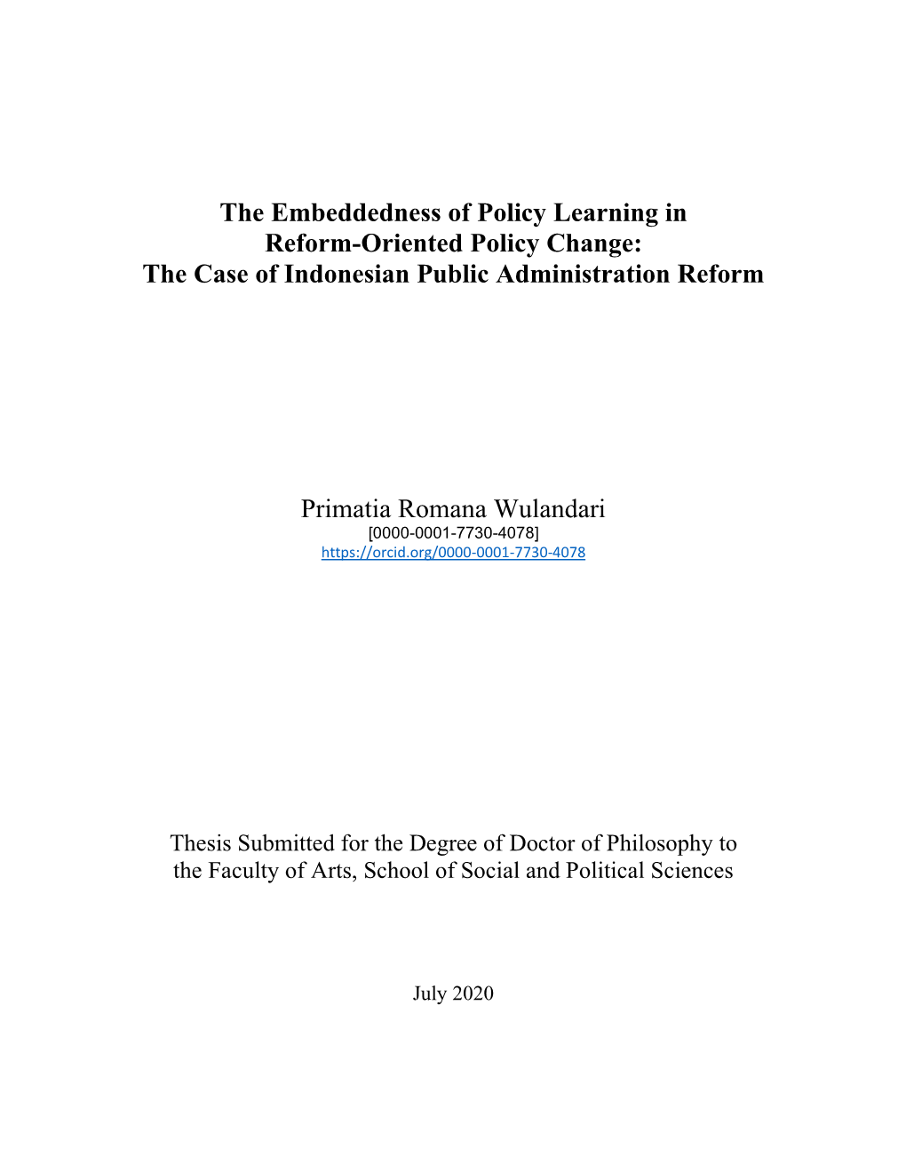 The Case of Indonesian Public Administration Reform Prim